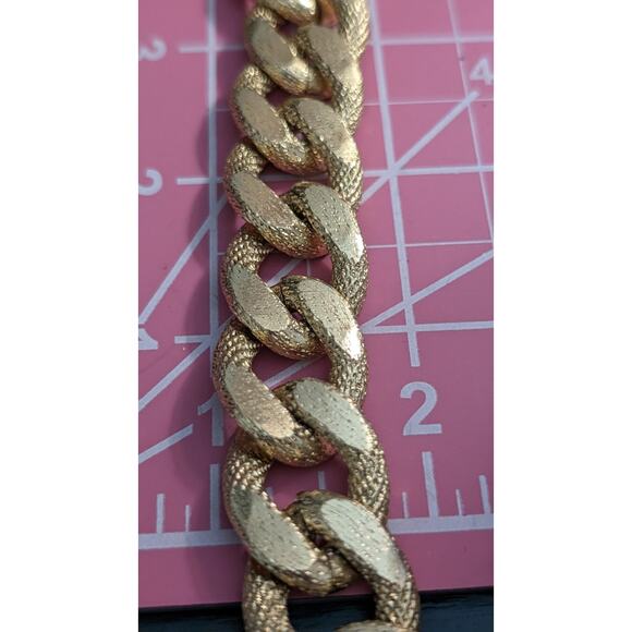 Heavy Brushed Textured Gold Tone Slip Over Head Rapper Chain - Picture 3 of 6